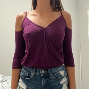 Purple Open Shoulder BEBE Top